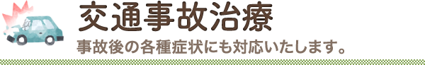 交通事故治療　事故後の各種症状にも対応いたします。