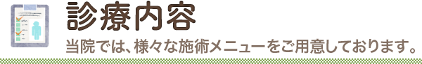 診療内容　当院では、４つの施術メニューをご用意しております。